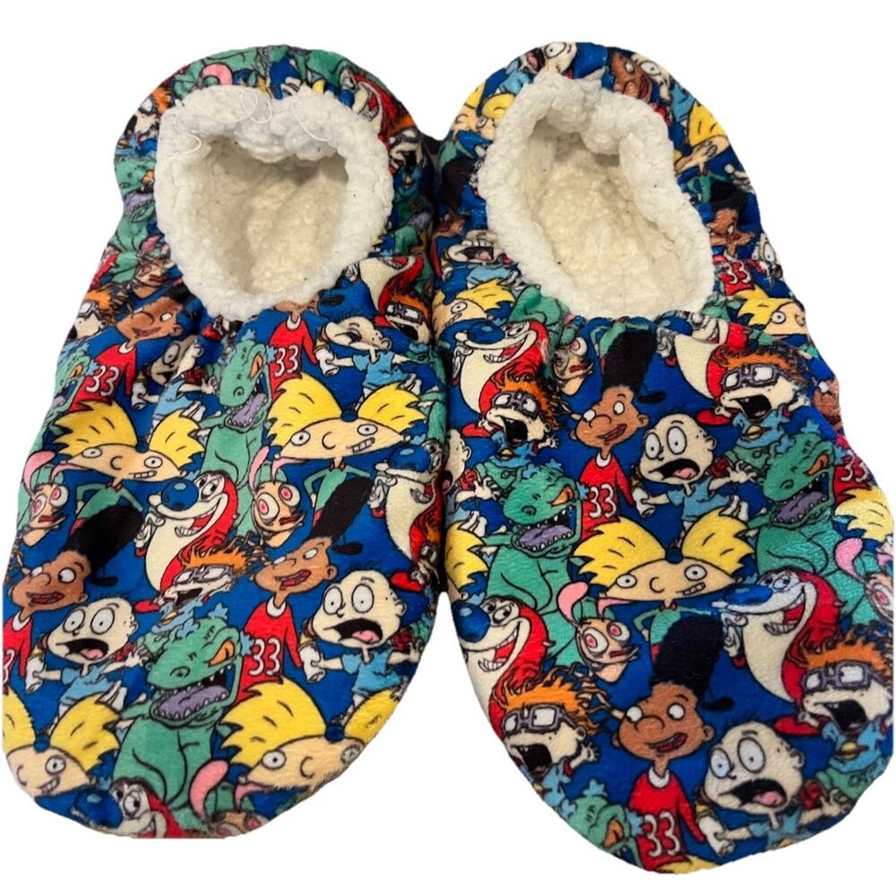 Fuzzy Babba Ladies Rugrats Nickelodeon Slipper Socks, 2-Pack Fits 9-11 EUC